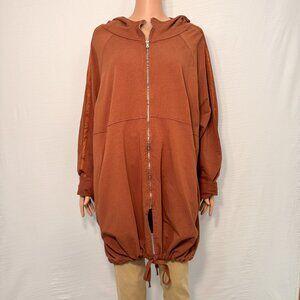 Blush Sunset Made in Italy Cotton Women’s Oversized Zip-Up Hooded Jacket